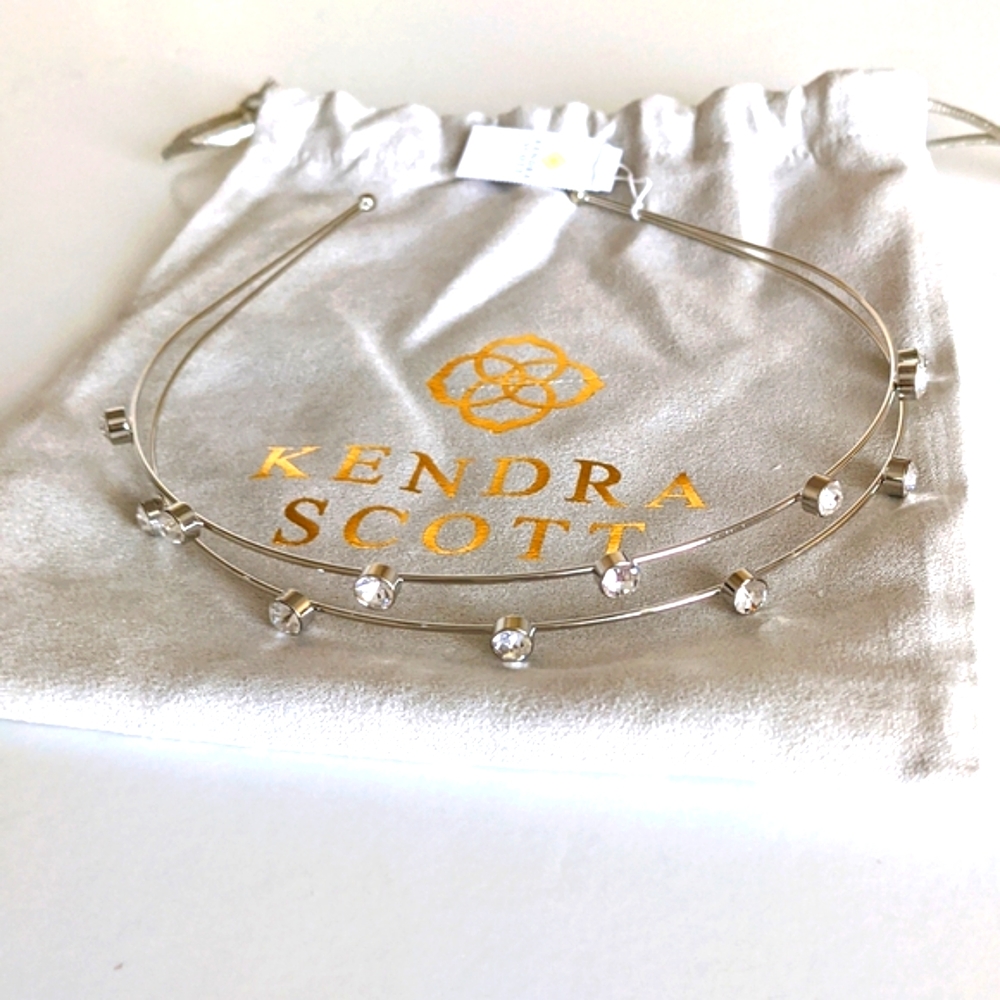 Kendra Scott Silver Double Band Statement Headband Crystal Bling